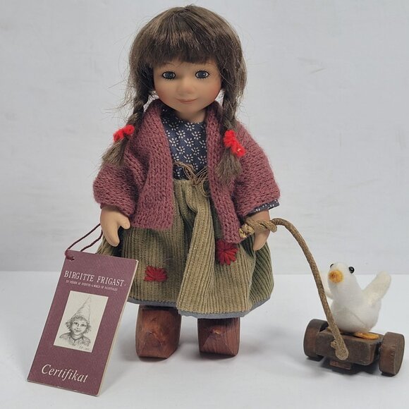 Birgitte Frigast 2005 Porcelain Doll W/ Duck Pull Toy - Picture 2 of 11